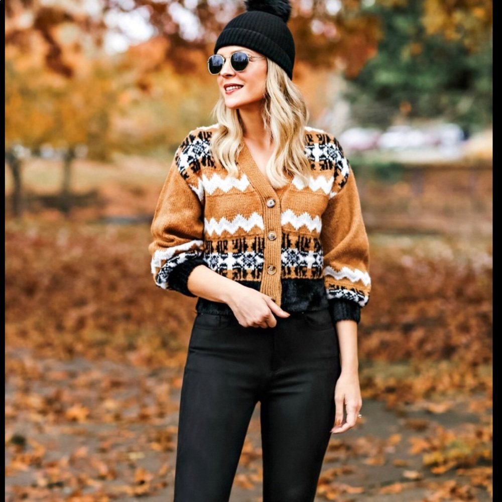 🧡💛🤎🖤Fair Isle boyfriend cardigan 💛🧡🤎🖤